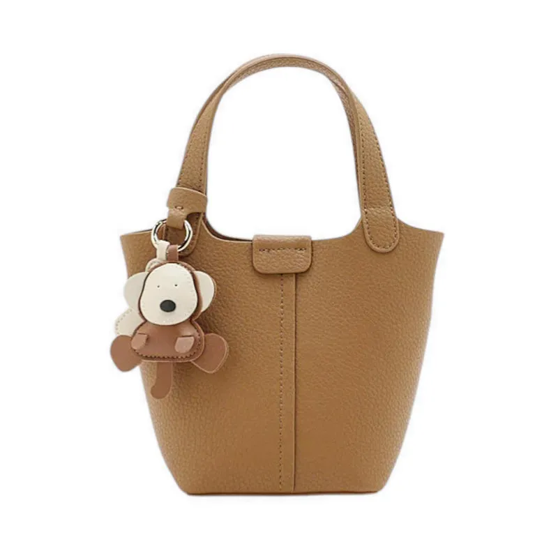 Tas wanita Haley Leather Charmed Bucket Bag warna coklat elegan dari Joy368