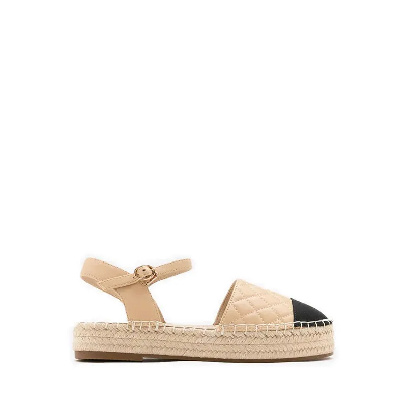 Sepatu wanita Hans Quilted Espadrille Slingbacks warna beige koleksi Joy368