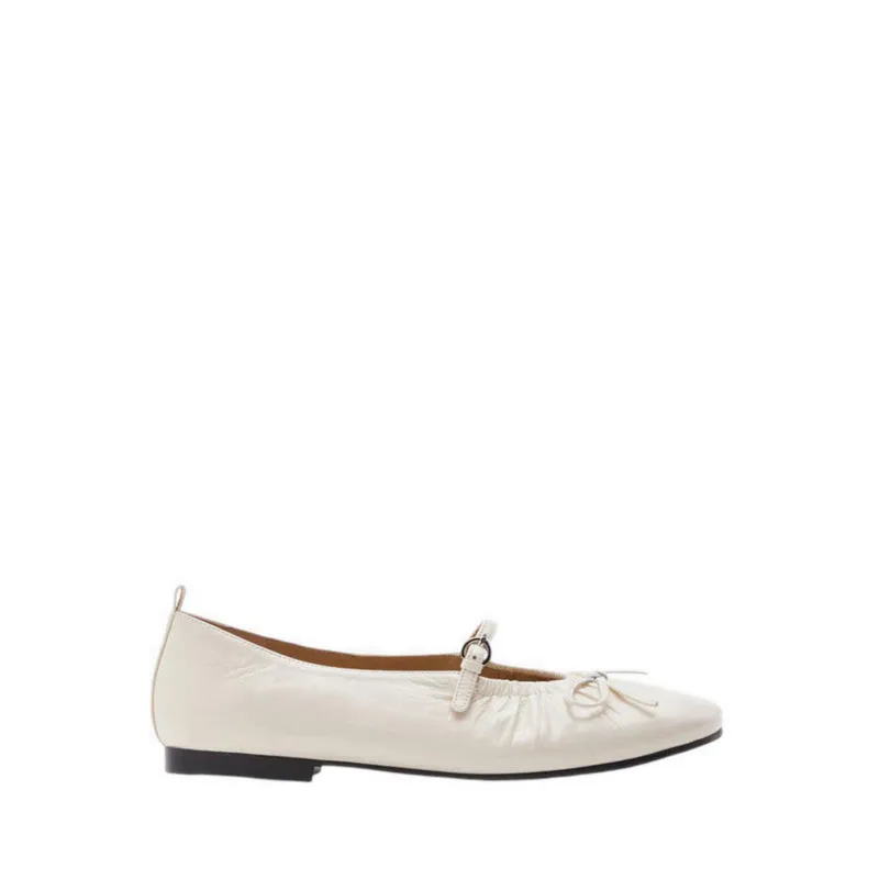 Sepatu Issey Gathered Ruched Bow Mary Janes Beige koleksi Joy368