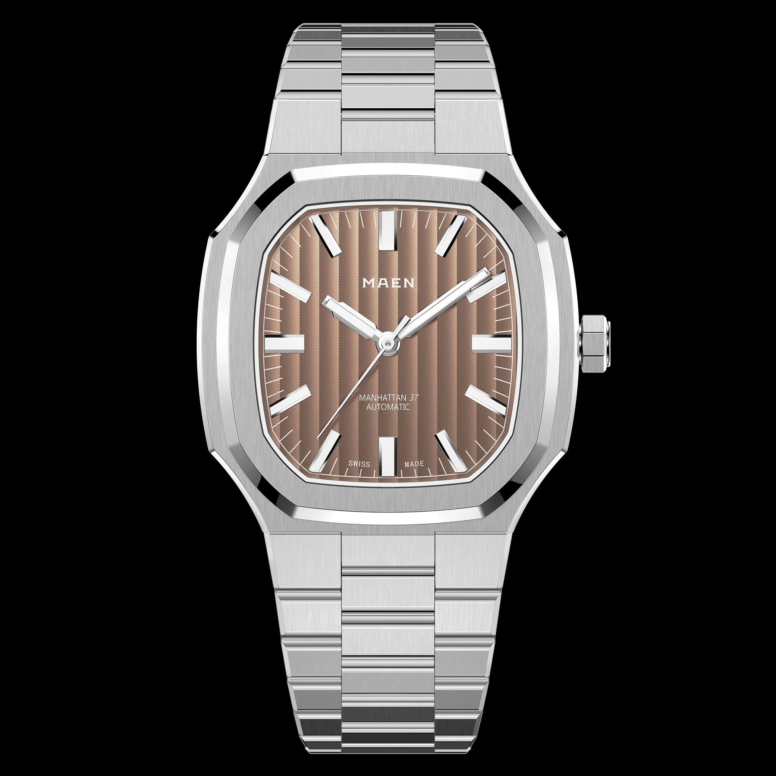 Jam tangan pria Manhattan 37 elegan dari Joy368 dengan casing baja dan dial unik