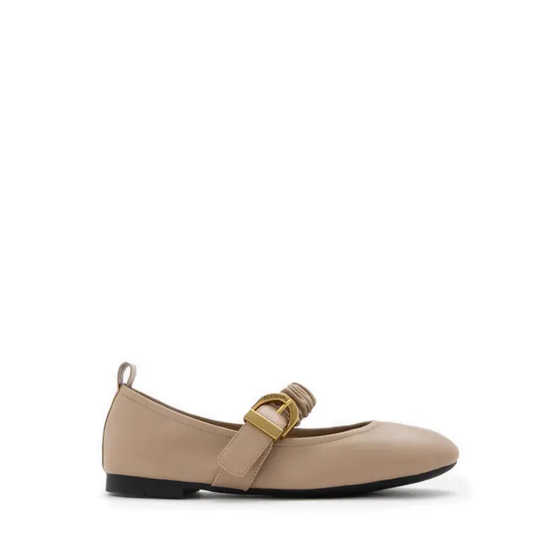 Sepatu Judith Ruched Strap Maryjanes Khaki dari Joy368