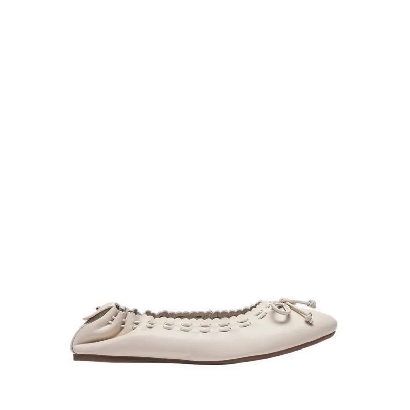 Kyraline Bow-Tied Leather Flats Beige Joy368