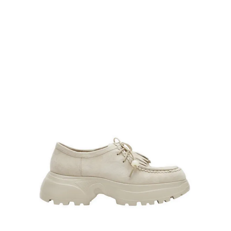 Sepatu wanita Maeve Suede Fringed Loafers warna beige dari Joy368