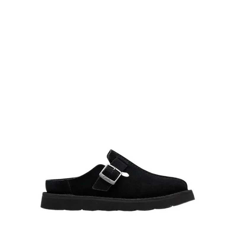 Solsbury Mule Black Suede dari Clarks dengan bahan suede premium di Joy368